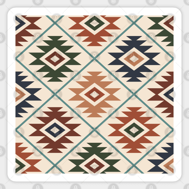 Aztec Symbol Big Pattern Color on Cream Sticker by NataliePaskell